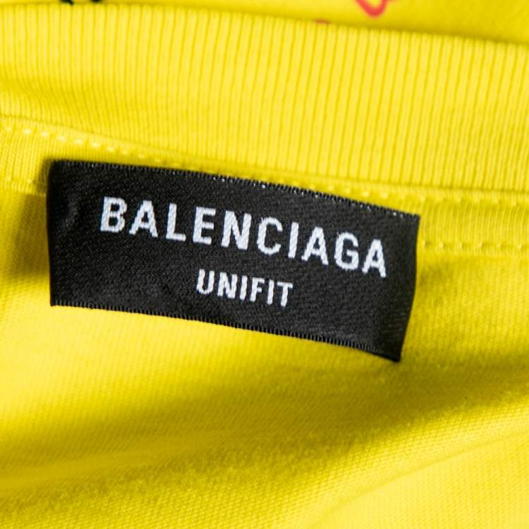 Pre Owned Balenciaga Yellow Cotton Dry Cleaning Boxy T Shirt XL