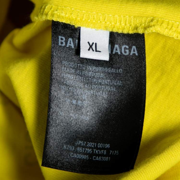 Pre Owned Balenciaga Yellow Cotton Dry Cleaning Boxy T Shirt XL