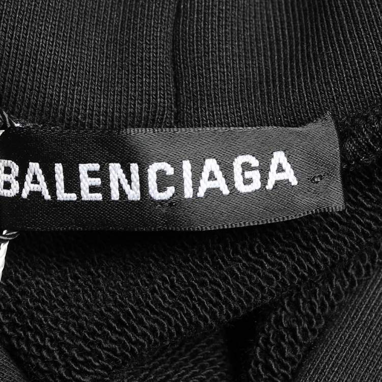 Pre Owned Balenciaga Black X Rated Printed Cotton Knit Hoodie S