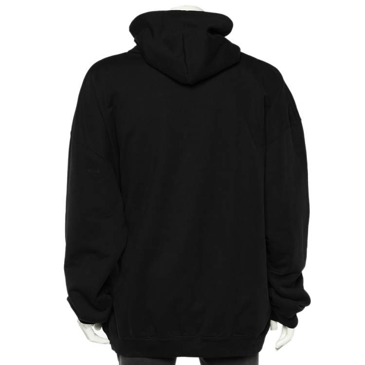 Pre Owned Balenciaga Black X Rated Printed Cotton Knit Hoodie S