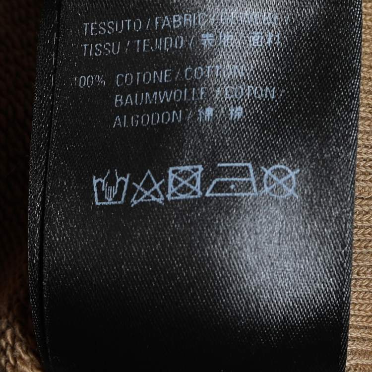 Pre Owned Balenciaga Light Brown Logo Printed Cotton Knit Hoodie L