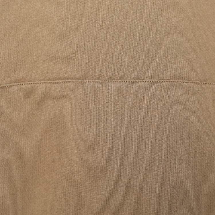 Pre Owned Balenciaga Light Brown Logo Printed Cotton Knit Hoodie L