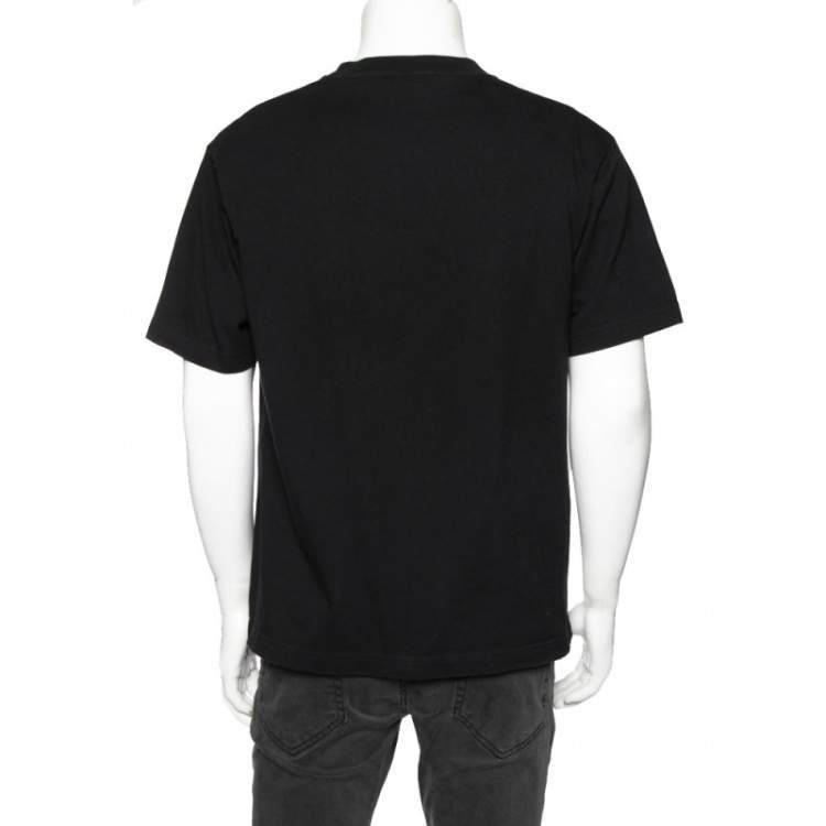 Pre Owned Balenciaga Black Paris Eiffel Tower Printed Cotton Oversized Crew Neck T-Shirt M