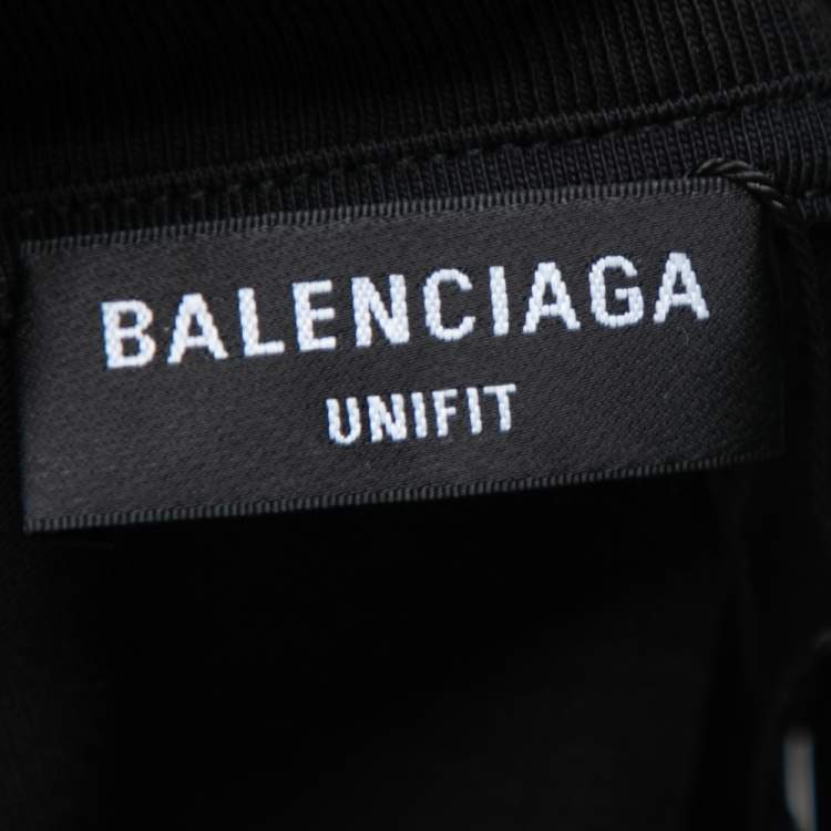 Pre Owned Balenciaga Black Cotton Caps Destroyed Flatground Crew Neck T-Shirt XS