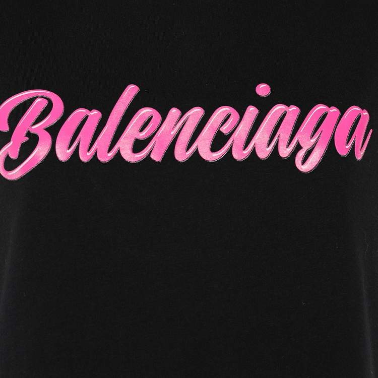 Pre Owned Balenciaga Black Knit Glossy Logo Print Sleeveless T-Shirt XS