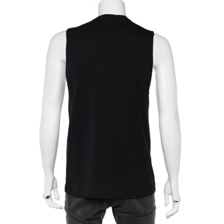 Pre Owned Balenciaga Black Knit Glossy Logo Print Sleeveless T-Shirt XS