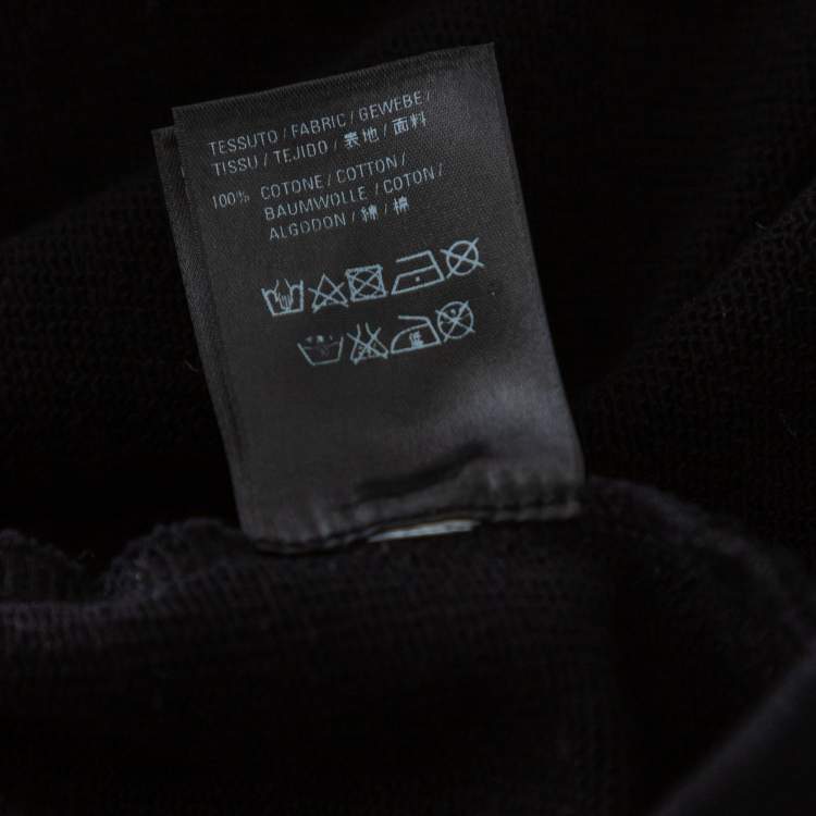 مملوكة مسبقًا Balenciaga Black Rib Knit Logo Print Hoodie L