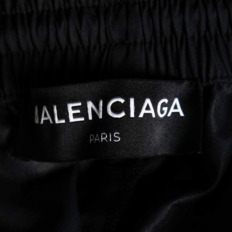 Pre Owned Balenciaga Black Synthetic Trackpants M