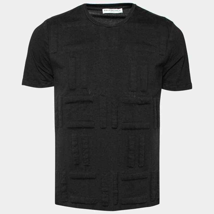 Pre Owned Balenciaga Black Cotton Crew Neck T-Shirt S