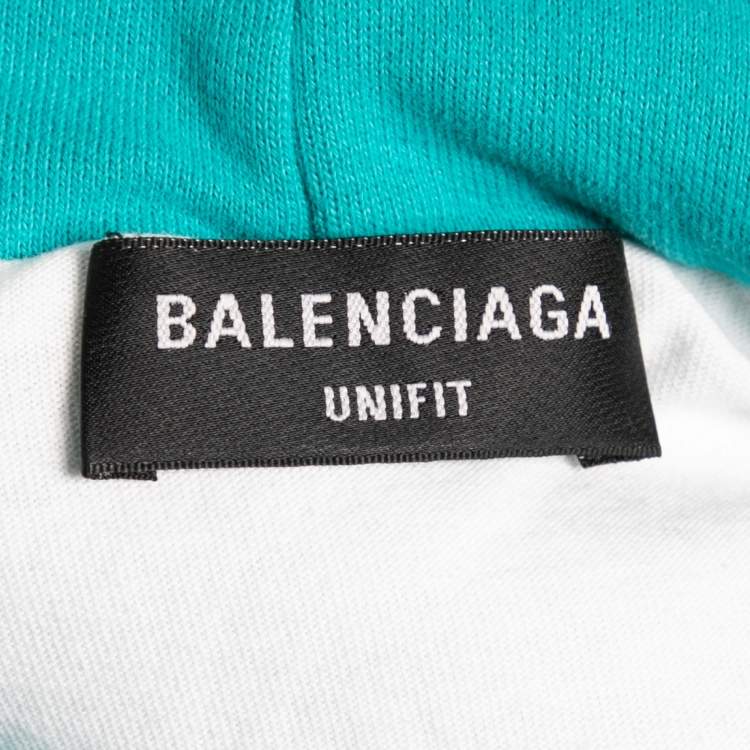 مملوكة مسبقًا Balenciaga Blue Logo Distressed Cotton Sweatshirt Hoodie M