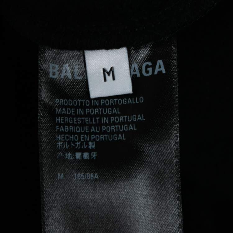 Pre Owned Balenciaga Black Cotton Space Appliquéd Oversized Hoodie M