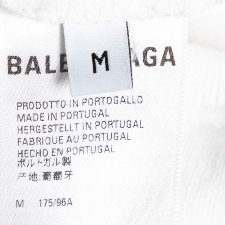 Pre Owned Balenciaga White Logo Distressed Cotton Sweatshirt Hoodie M