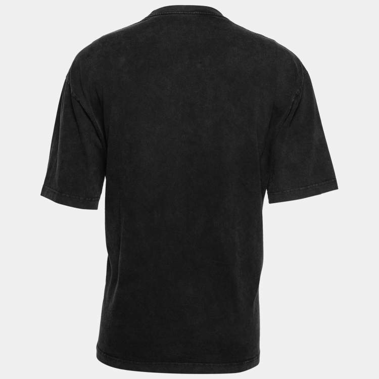 Pre Owned Balenciaga Black Logo Printed Cotton Oversized Short Sleeve T-Shirt S