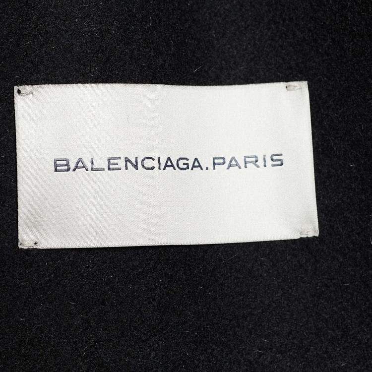 Pre Owned Balenciaga Black Wool Blend Zip Detail Jacket L