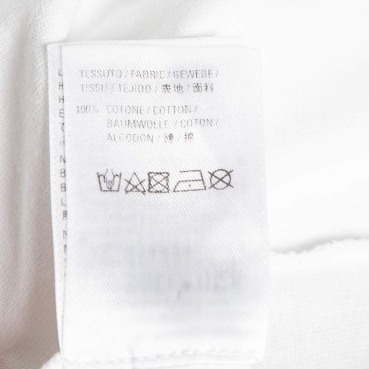 Pre Owned Balenciaga White Cotton Logo Printed Short Sleeve T-Shirt M