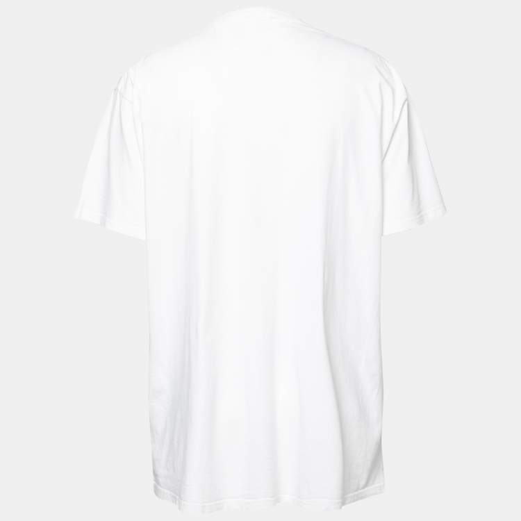 Pre Owned Balenciaga White BB Mode Print Cotton Crew Neck T-Shirt L