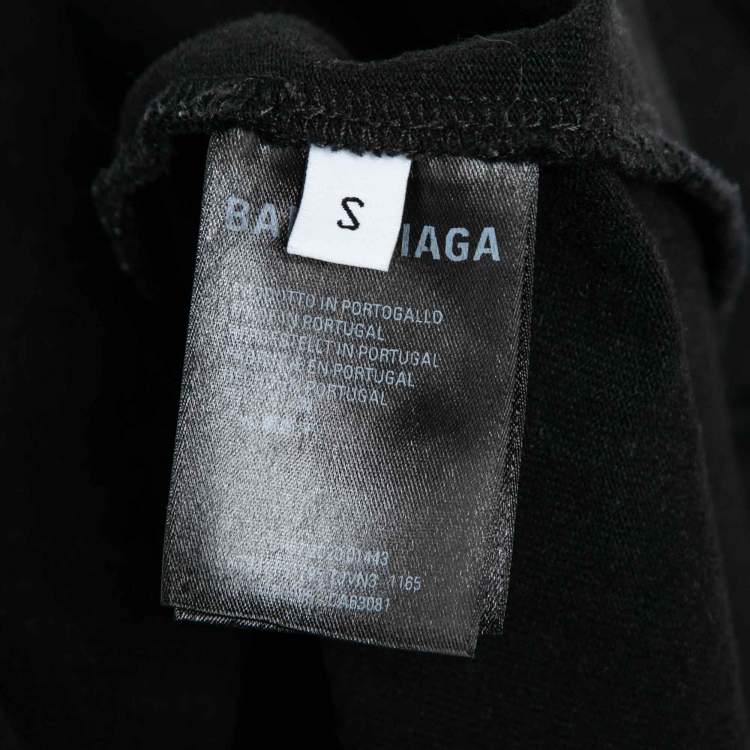 Pre Owned Balenciaga Black Cotton My Name is Denma Oversized Distressed T-Shirt S