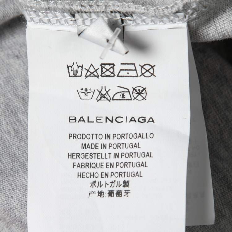 Pre Owned Balenciaga Grey Leather Pocket Detail Cotton T-Shirt XL
