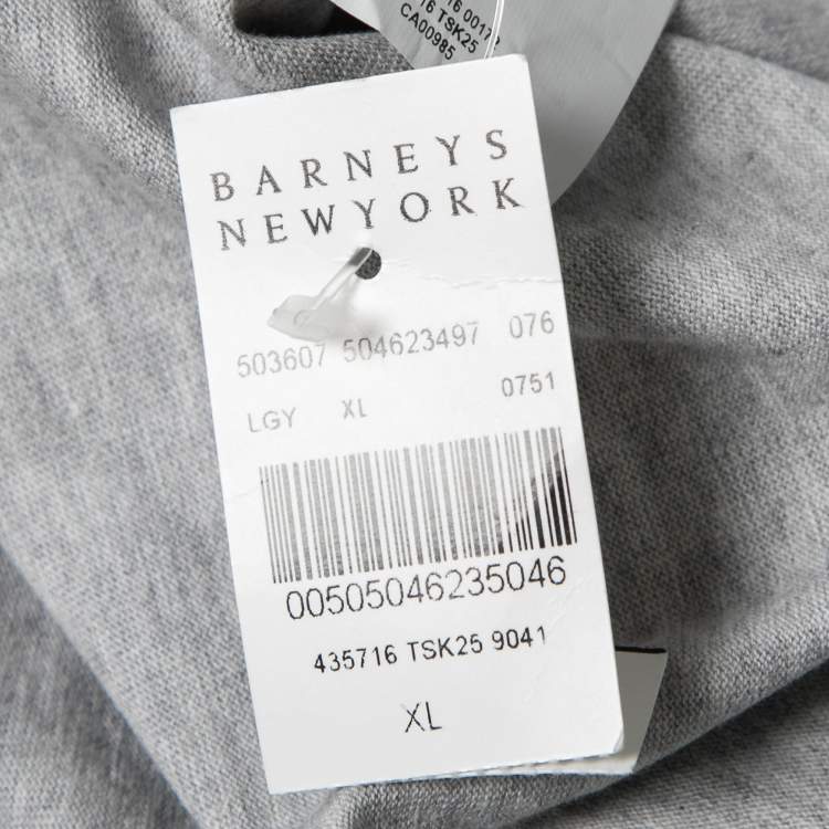 Pre Owned Balenciaga Grey Leather Pocket Detail Cotton T-Shirt XL