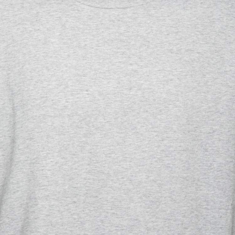Pre Owned Balenciaga Grey Leather Pocket Detail Cotton T-Shirt XL