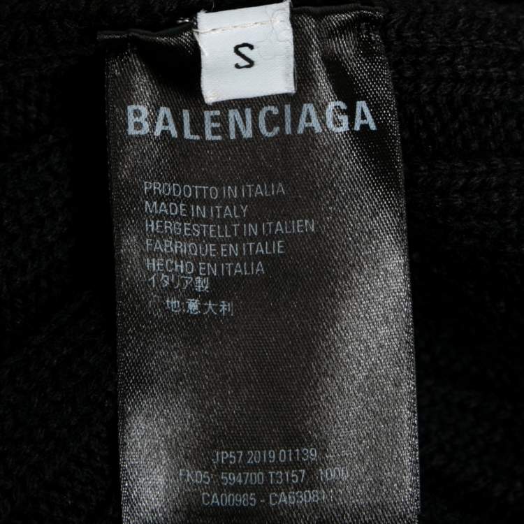 Pre Owned Balenciaga Black Wool Ribbed Turtleneck Sweater S