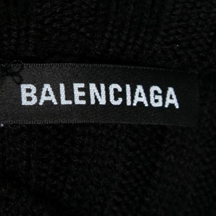 Pre Owned Balenciaga Black Wool Ribbed Turtleneck Sweater S