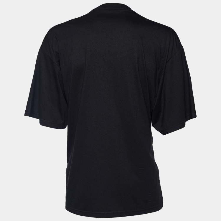 Pre Owned Balenciaga Black Printed Cotton Knit Oversized T-shirt XS