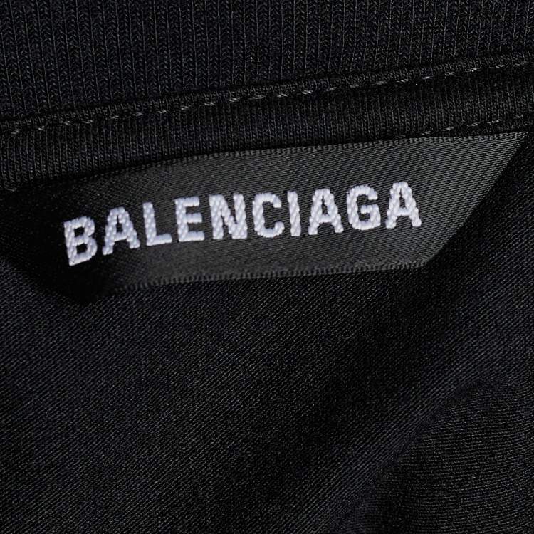 Pre Owned Balenciaga Black Printed Cotton Knit Oversized T-shirt XS