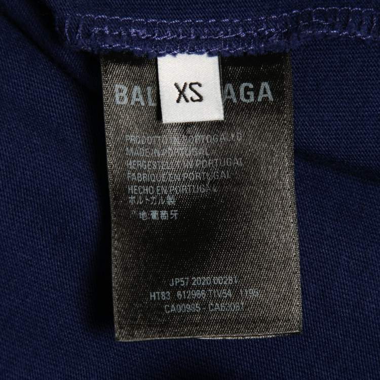 Pre Owned Balenciaga Blue New Copyright Logo Print Crewneck T-Shirt XS