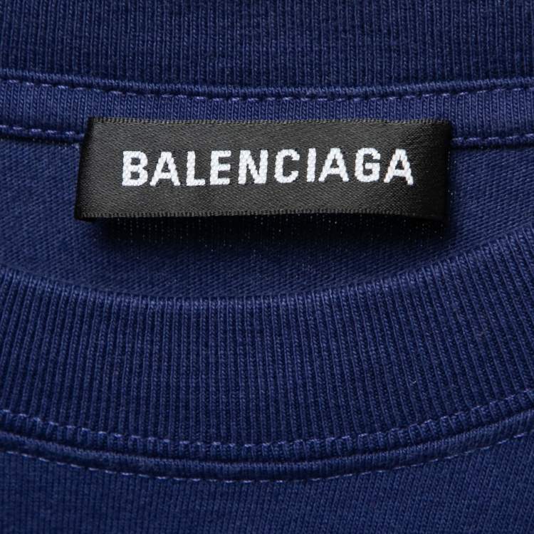 Pre Owned Balenciaga Blue New Copyright Logo Print Crewneck T-Shirt XS