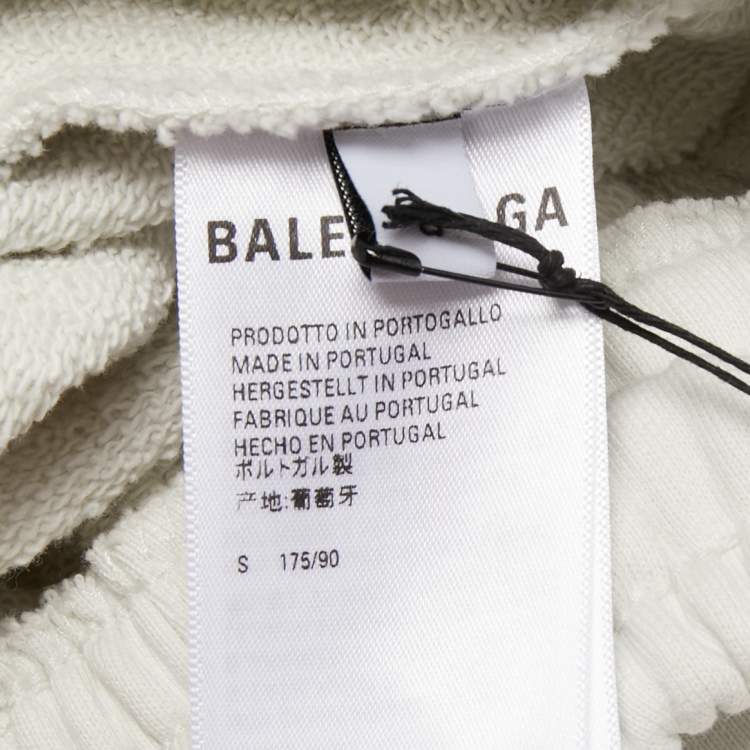 Pre Owned Balenciaga White Logo Embroidered Cotton Shorts S