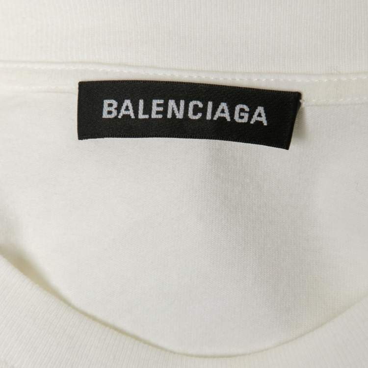 Pre Owned Balenciaga White Cotton Fuel Gauge Graphic Print T-Shirt M