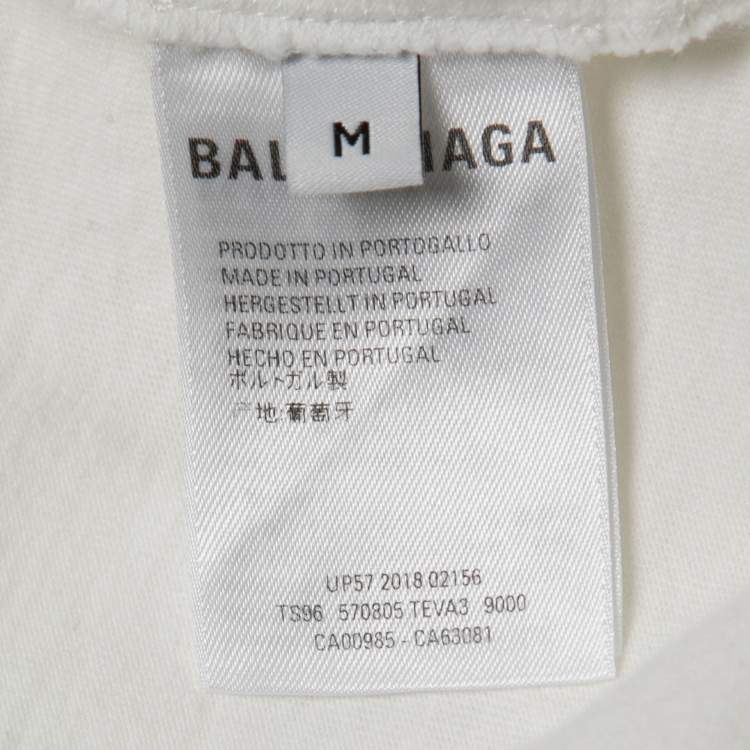 Pre Owned Balenciaga White Cotton Fuel Gauge Graphic Print T-Shirt M