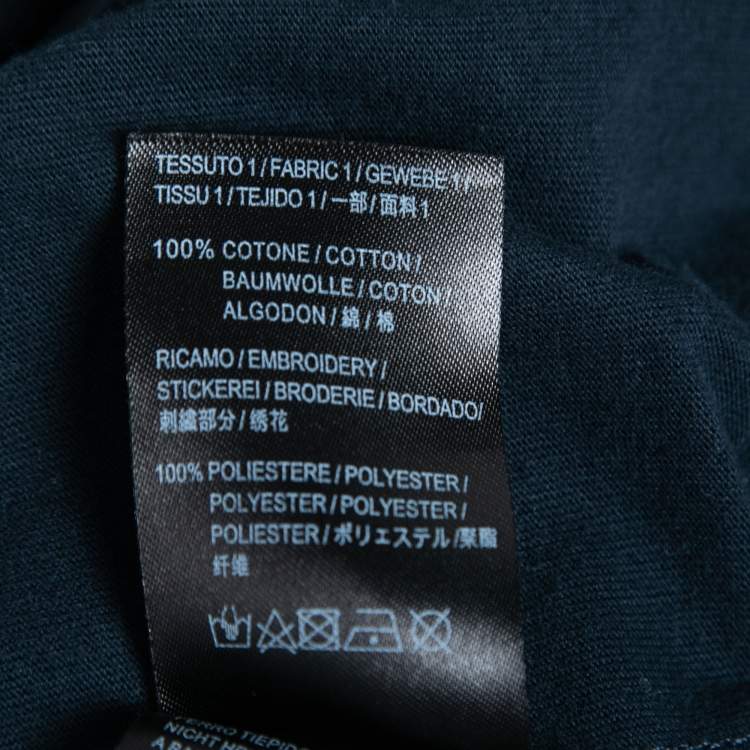 مملوكة مسبقًا Balenciaga Navy Blue Logo Embroidered Cotton T-Shirt S