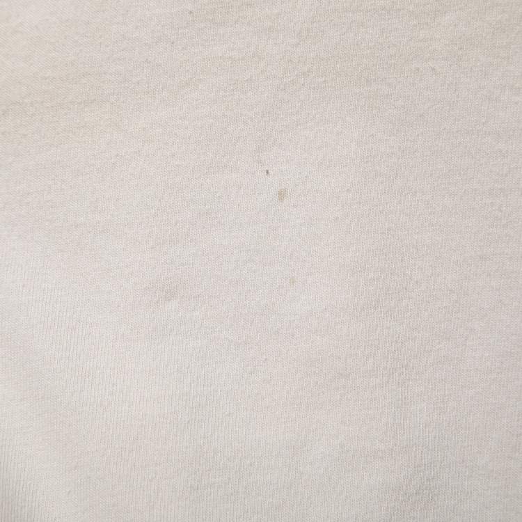 Pre Owned Balenciaga Cream Cotton Logo Printed Crewneck T Shirt M