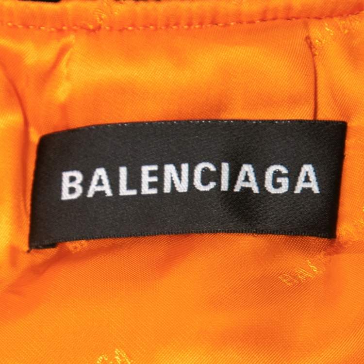 Pre Owned Balenciaga Black Synthetic Logo-Embroidered Padded Bomber Jacket XS