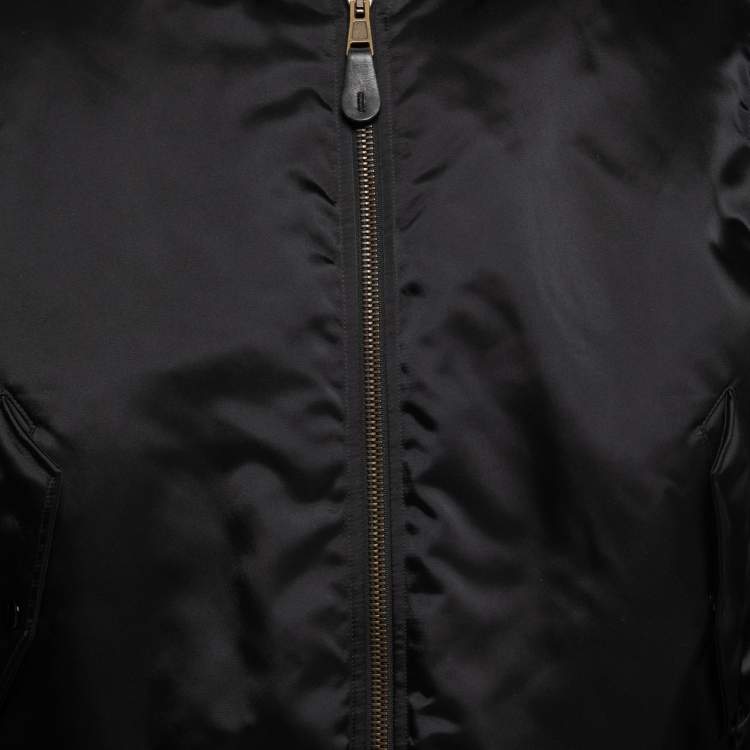 Pre Owned Balenciaga Black Synthetic Logo-Embroidered Padded Bomber Jacket XS