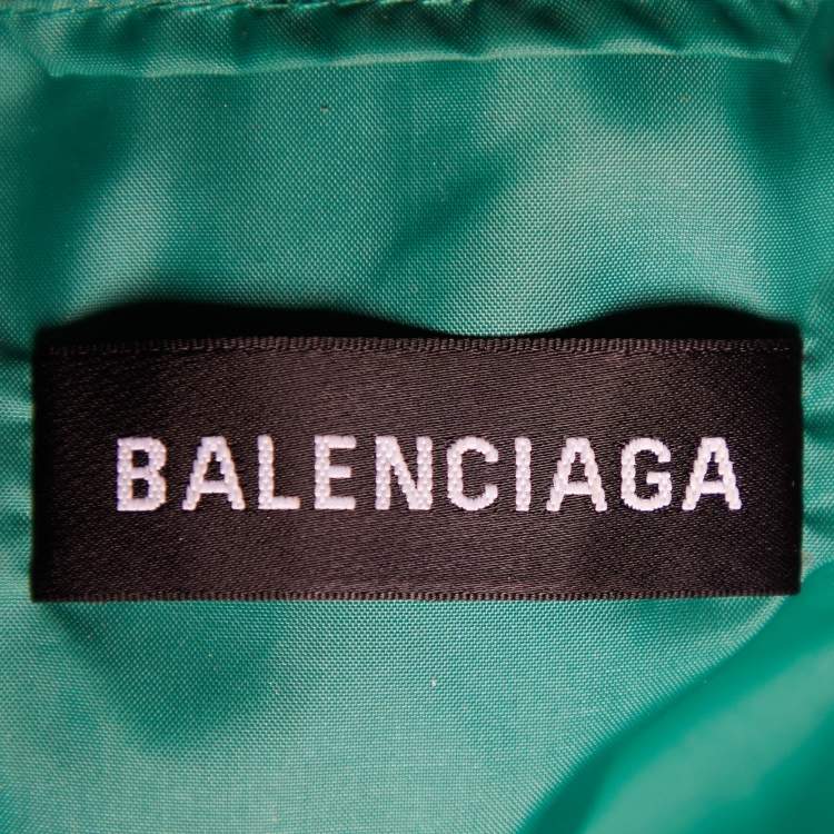 Pre Owned Balenciaga Color Block Logo Printed Synthetic Oversized Jacket XS