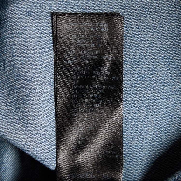 Pre Owned Balenciaga Blue Denim Logo Embroidered Oversized Shirt M