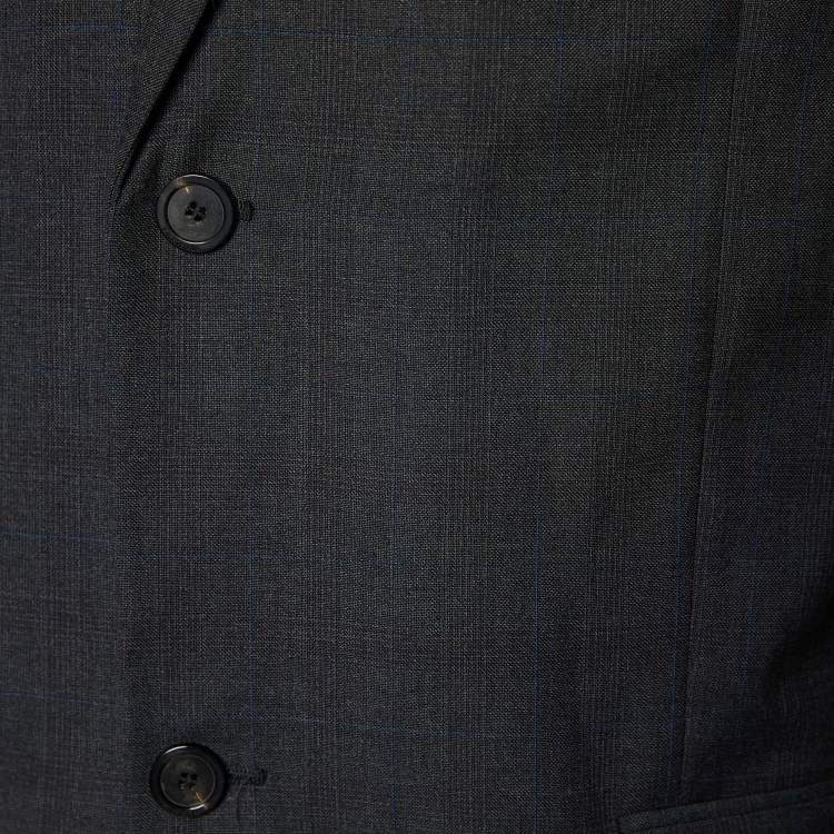 Pre Owned Balenciaga Wardrobe Dark Grey Wool Print Detail Oversized Blazer XS