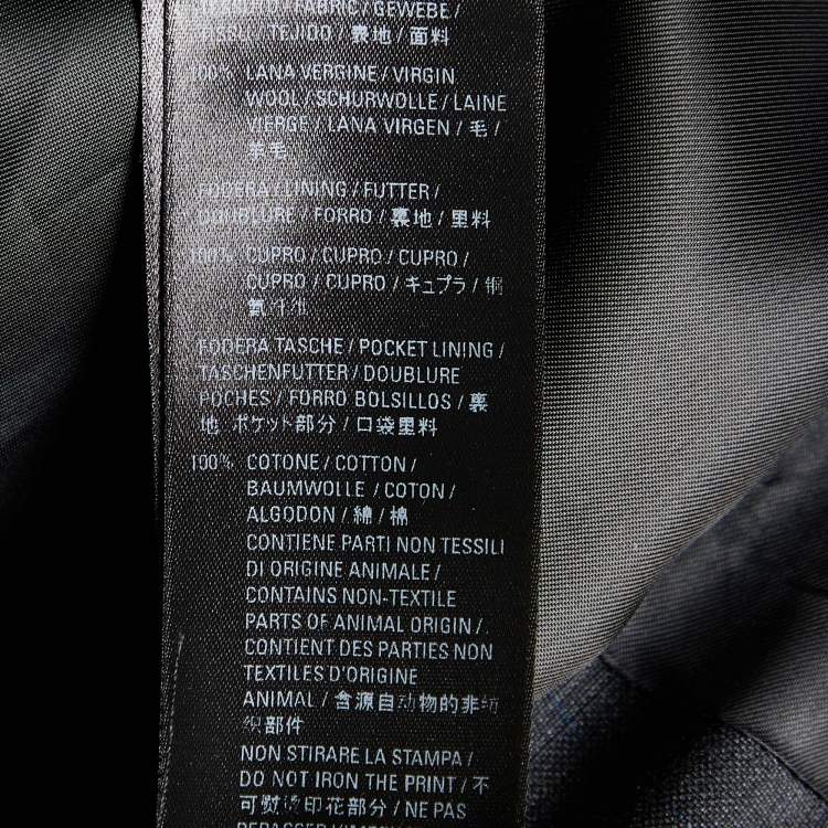 Pre Owned Balenciaga Wardrobe Dark Grey Wool Print Detail Oversized Blazer XS
