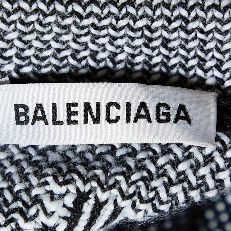 Pre Owned Balenciaga Black Logo Intarsia Knit Oversized Sweater L