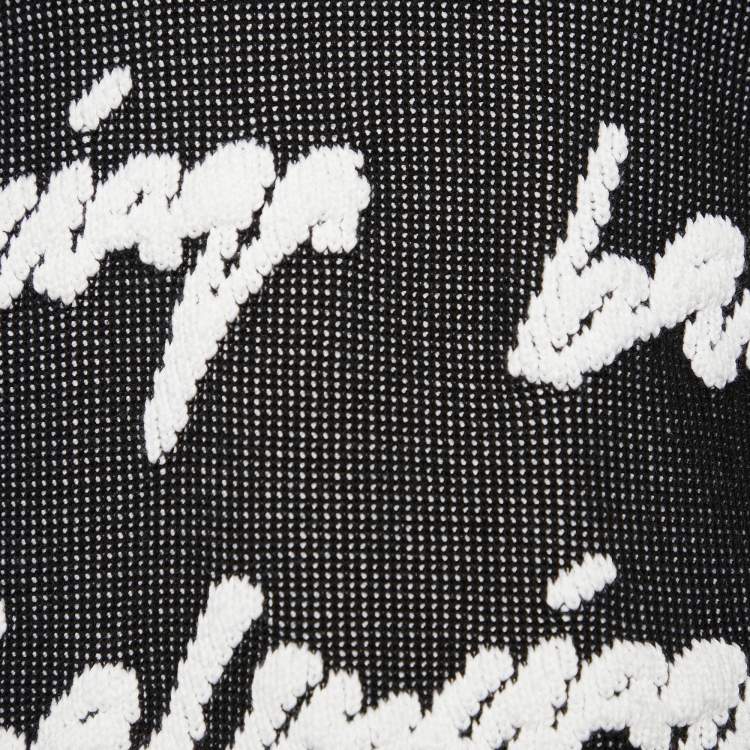 Pre Owned Balenciaga Black Logo Intarsia Knit Oversized Sweater L