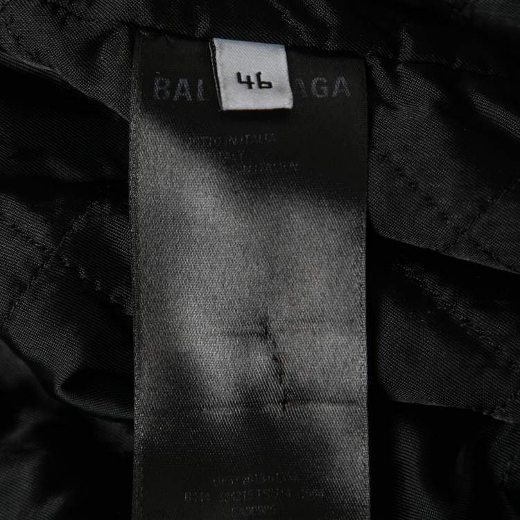 Pre Owned Balenciaga Wool Fleece Logo Embroidered Oversized Zip-Up Jacket S