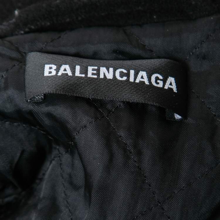 Pre Owned Balenciaga Wool Fleece Logo Embroidered Oversized Zip-Up Jacket S