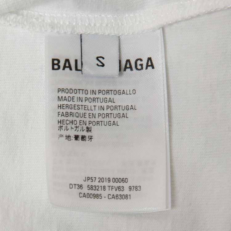 Pre Owned Balenciaga White Cotton Logo Printed Oversized T-Shirt S