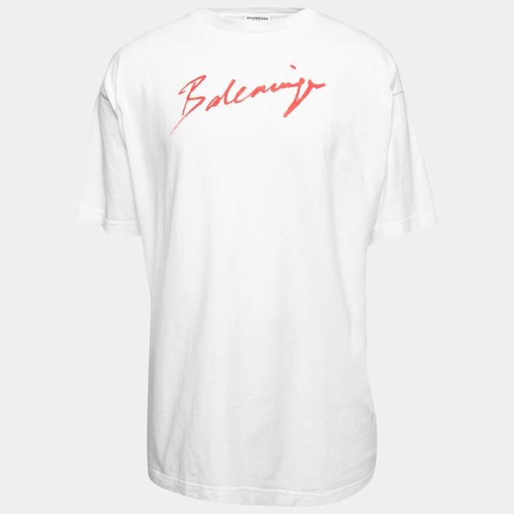 Balenciaga White Cotton Printed Crew Neck T Shirt S Balenciaga | The Luxury  Closet