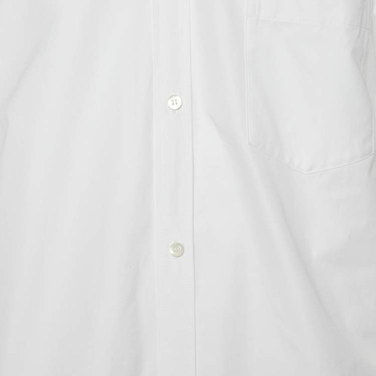مملوكة مسبقًا Balenciaga White Cotton Logo Detail Oversized Shirt L