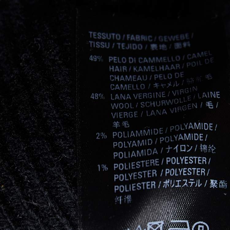 Pre Owned Balenciaga Black Allover Logo Intarsia Knit Zip Detail Turtleneck Sweater M