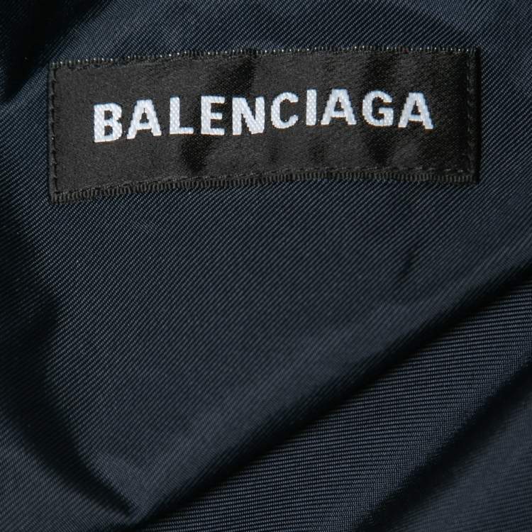 Pre Owned Balenciaga Navy Blue/Black Synthetic Zip-Up Windbreaker Jacket XS